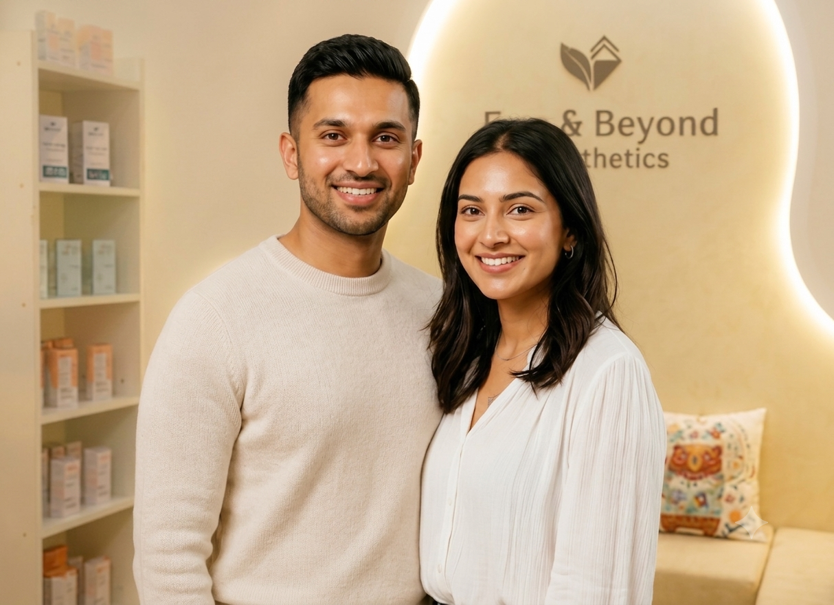 Dr. Abhishek Sandeep Sharma and Dr. Dhruvi Pandya, founders of Bare & Beyond Aesthetics, Nerul
